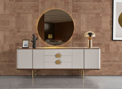  Perfekte Esszimmer Set Besteht aus Beige Anrichte und Spiegel 2tlg. neu